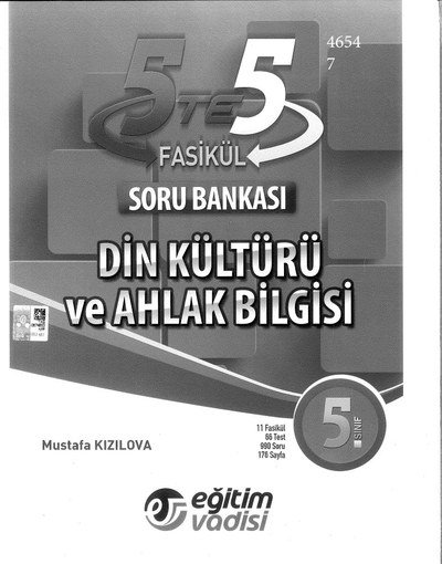 DİN KÜLTÜRÜ VE AHLAK BİLGİSİ SORU BANKASI YKS Fotokopi