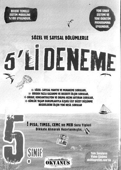 SÖZEL VE SAYISAL BÖLÜMLERLE 5'Lİ DENEME YKS Fotokopi