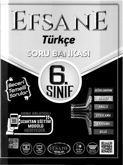 EFSANE TÜRKÇE SORU BANKASI YKS Fotokopi