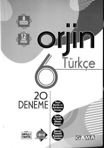 ORJİN TÜRKÇE 20 DENEME YKS Fotokopi