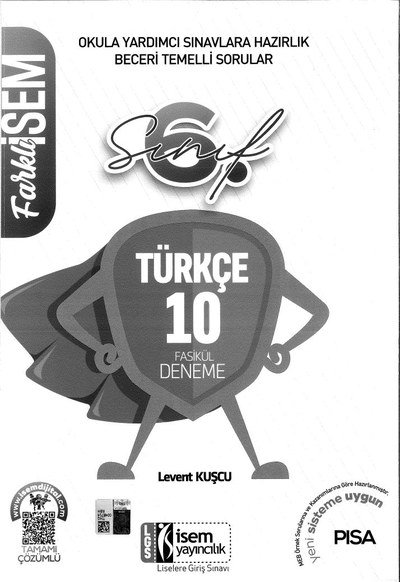 TÜRKÇE 10 FASİKÜL DENEME YKS Fotokopi