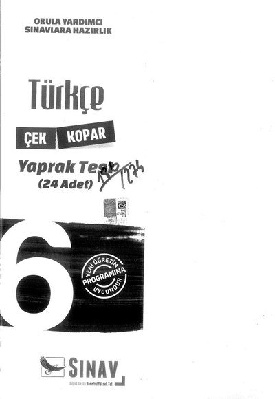 TÜRKÇE YAPRAK TEST 24 ADET YKS Fotokopi