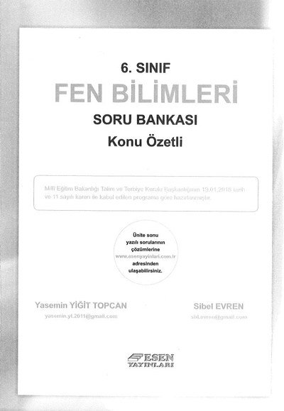 FEN BİLİMLERİ SORU BANKASI KONU ÖZETLİ YKS Fotokopi