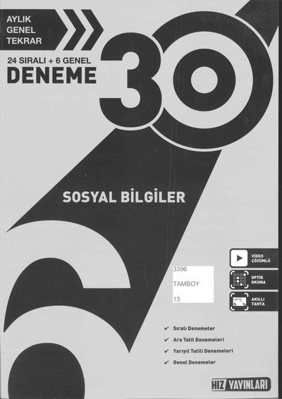 SOSYAL BİLGİLER 30 DENEME YKS Fotokopi