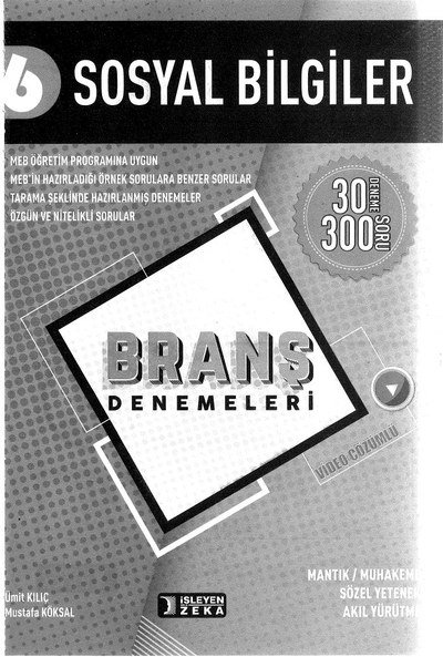 SOSYAL BİLGİLER BRANŞ DENEMELERİ YKS Fotokopi
