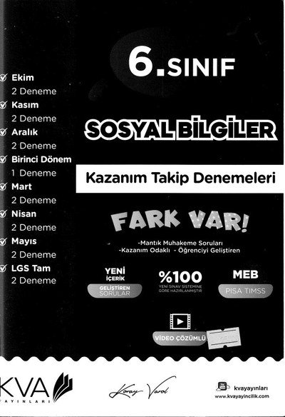 SOSYAL BİLGİLER KAZANIM TAKİP DENEMELERİ FARK VAR YKS Fotokopi