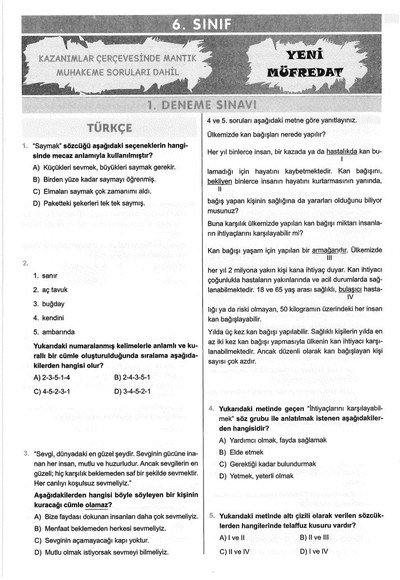 6 ADET DENEME ÇÖZÜMLÜ YKS Fotokopi