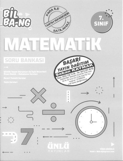 MATEMATİK BİL BA-NG SORU BANKASI YKS Fotokopi