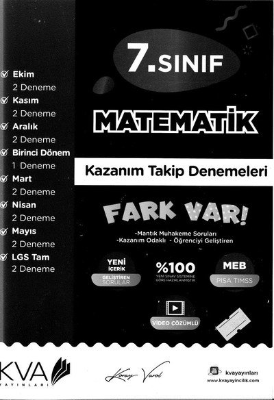 MATEMATİK KAZANIM TAKİP DENEMELERİ YKS Fotokopi