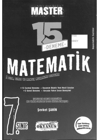 MASTER 15 DENEME MATEMATİK YKS Fotokopi