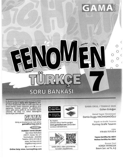 FENOMEN TÜRKÇE SORU BANKASI YKS Fotokopi
