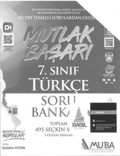 MUTLAK BAŞARI TÜRKÇE SORU BANKASI YKS Fotokopi