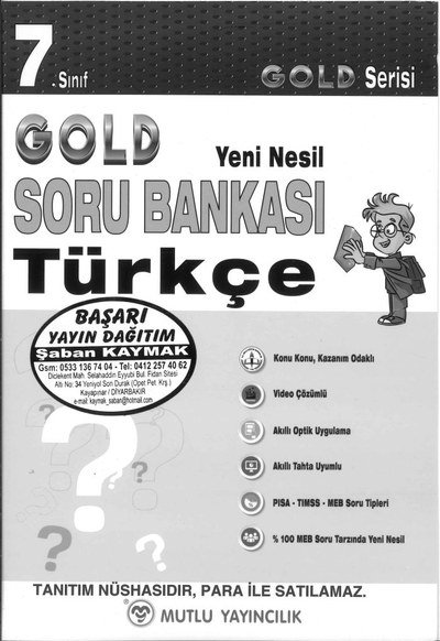 GOLD SORU BANKASI TÜRKÇE YKS Fotokopi