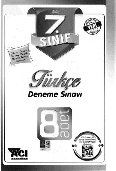 TÜRKÇE DENEME SINAVI 8 ADET YKS Fotokopi