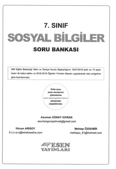 SOSYAL BİLGİLER SORU BANKASI YKS Fotokopi