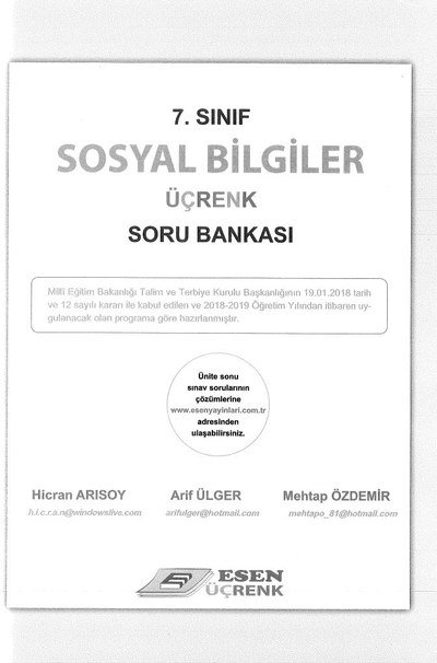 SOSYAL BİLGİLER ÜÇRENK SORU BANKASI YKS Fotokopi