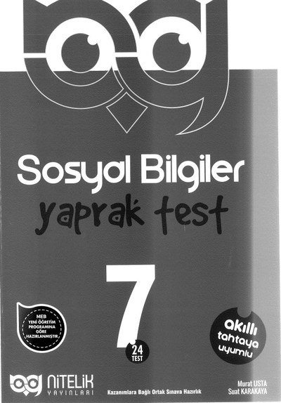 SOSYAL BİLGİLER YAPRAK TEST 24 TEST YKS Fotokopi