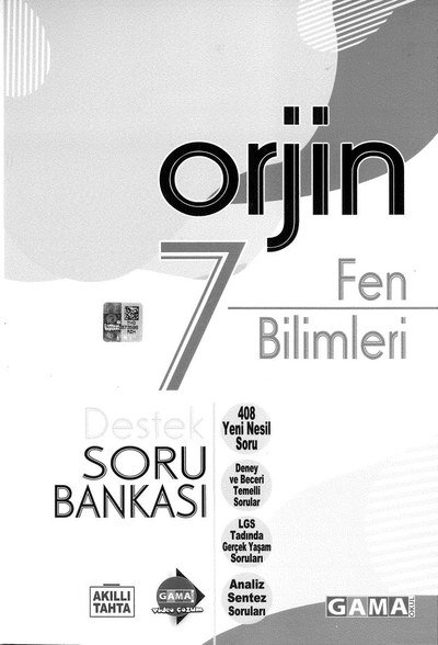 ORJİN FEN BİLİMLERİ SORU BANKASI YKS Fotokopi