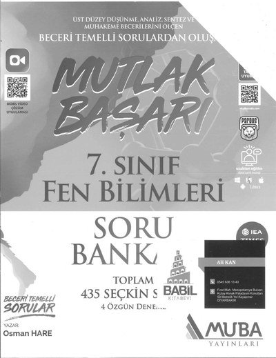 MUTLAK BAŞARI FEN BİLİMLERİ SORU BANKASI YKS Fotokopi