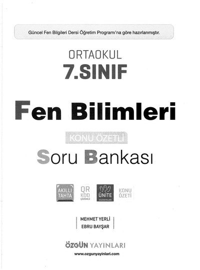 FEN BİLİMLERİ KONU ÖZETLİ SORU BANKASI YKS Fotokopi
