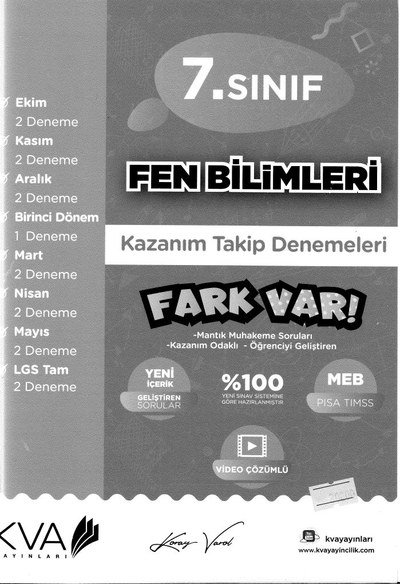 FEN BİLİMLERİ KAZANIM TAKİP DENEMELERİ FARK VAR YKS Fotokopi