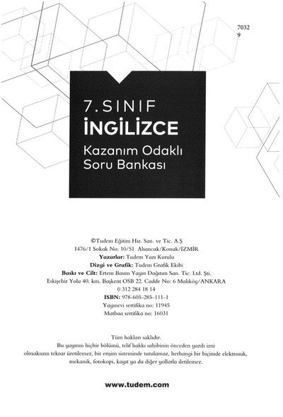 İNGİLİZCE KAZANIM ODAKLI SORU BANKASI YKS Fotokopi