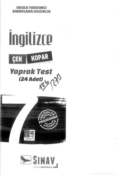 İNGİLİZCE YAPRAK TEST 24 ADET YKS Fotokopi
