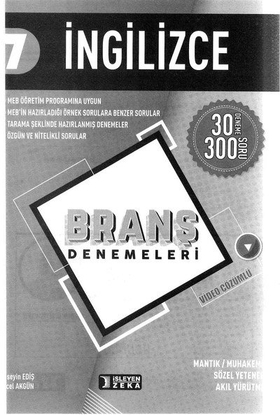 İNGİLİZCE BRANŞ DENEMELERİ 30 DENEME YKS Fotokopi