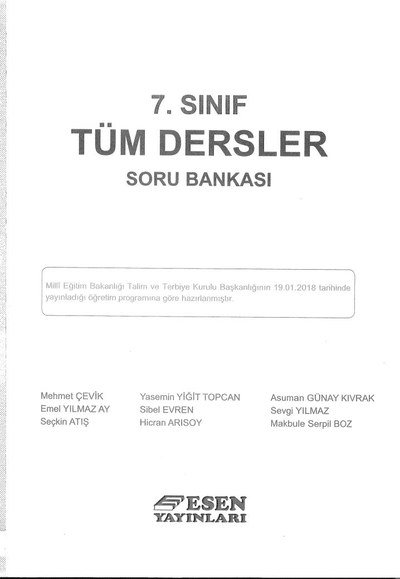 TÜM DERSLER SORU BANKASI YKS Fotokopi