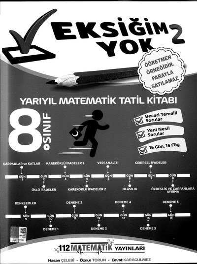 EKSİĞİM YOK 2 YARIYIL MATEMATİK TATİL KİTABI YKS Fotokopi