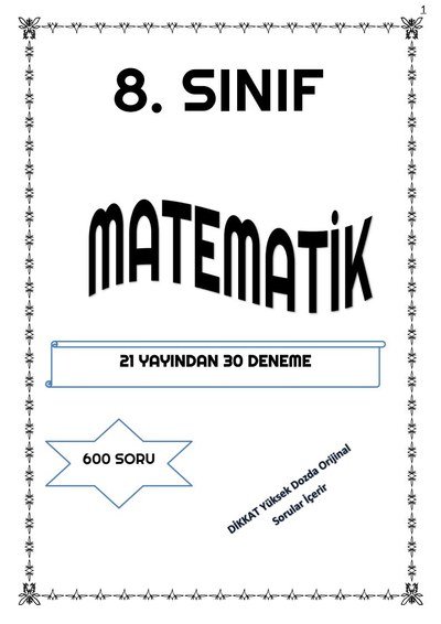 MATEMATİK 21 YAYINDAN 30 DENEME 600 SORU YKS Fotokopi