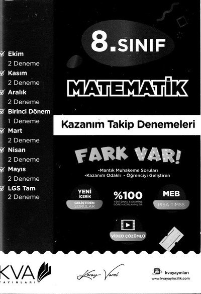 MATEMATİK KAZANIM TAKİP DENEMELERİ FARK VAR YKS Fotokopi