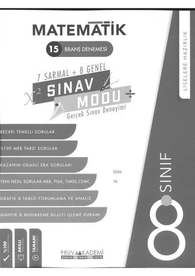 MATEMATİK 15 BRANŞ DENEMESİ YKS Fotokopi
