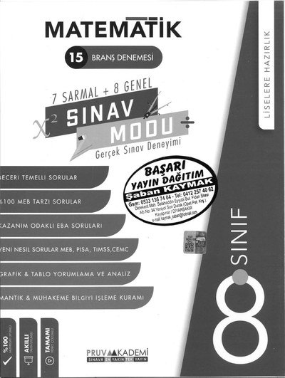 MATEMATİK 15 BRANŞ DENEMESİ YKS Fotokopi