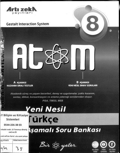 ATOM YENİ NESİL TÜRKÇE AŞAMALI SORU BANKASI YKS Fotokopi