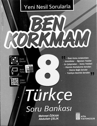 BEN KORKMAM TÜRKÇE SORU BANKASI YKS Fotokopi