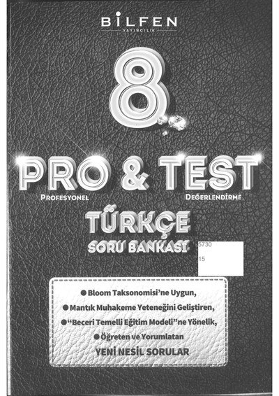 PRO & TEST TÜRKÇE SORU BANKASI YKS Fotokopi