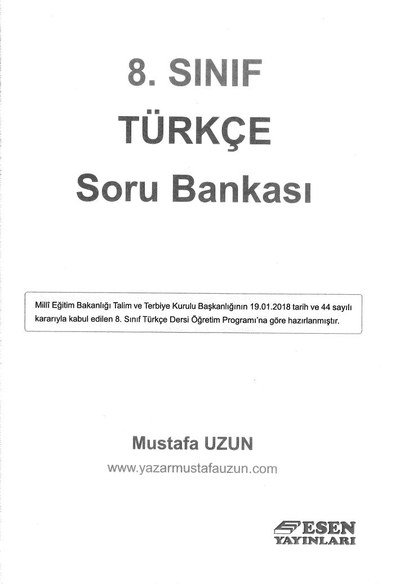 TÜRKÇE SORU BANKASI YKS Fotokopi