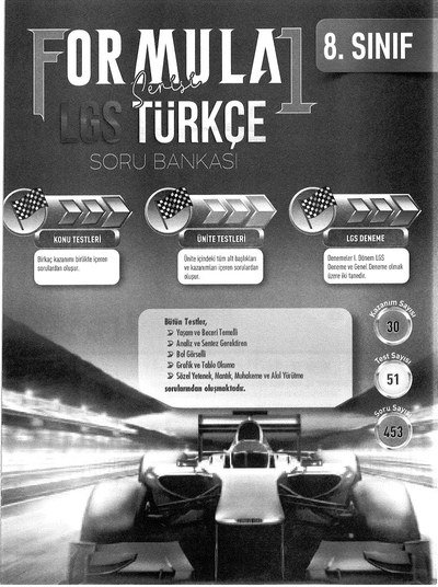 FORMULA 1 LGS TÜRKÇE SORU BANKASI YKS Fotokopi