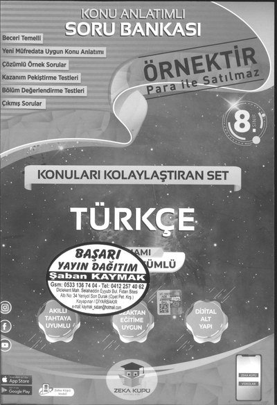 KONU ANLATIMLI SORU BANKASI TÜRKÇE YKS Fotokopi