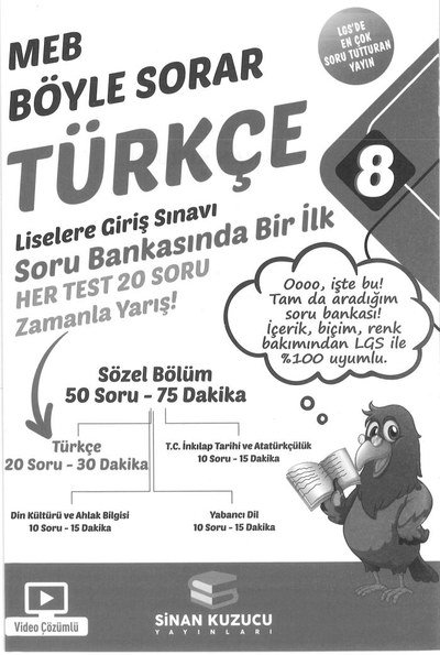 MEB BÖYLE SORAR TÜRKÇE SORU BANKASI YKS Fotokopi