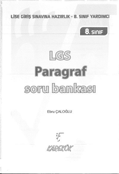 LGS PARAGRAF SORU BANKASI YKS Fotokopi