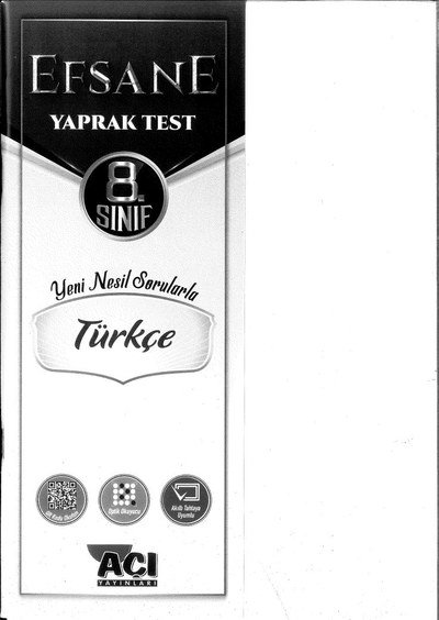 EFSANE YAPRAK TEST YENİ NESİL SORULARLA TÜRKÇE YKS Fotokopi