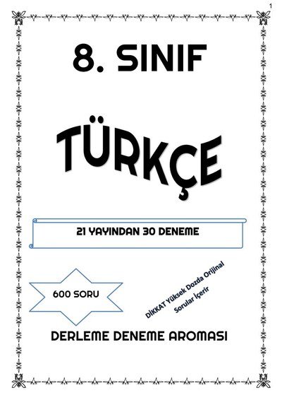 TÜRKÇE 21 YAYINDAN 30 DENEME YKS Fotokopi