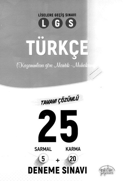 LGS TÜRKÇE TAMAMI ÇÖZÜMLÜ 25 DENEME SINAVI YKS Fotokopi