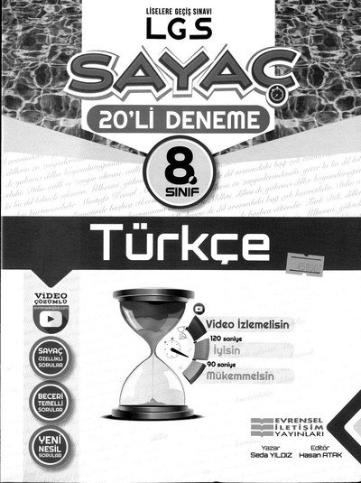 LGS SAYAÇ 20'Lİ DENEME TÜRKÇE YKS Fotokopi