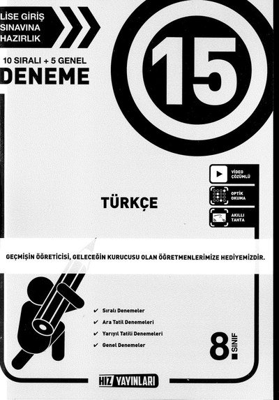 15 DENEME TÜRKÇE YKS Fotokopi