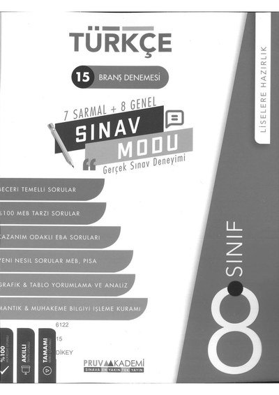 TÜRKÇE 15 BRANŞ DENEMESİ SINAV MODU YKS Fotokopi