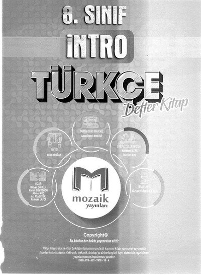 İNTRO TÜRKÇE DEFTER KİTAP YKS Fotokopi