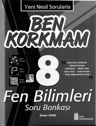BEN KORKMAM FEN BİLİMLERİ SORU BANKASI YKS Fotokopi